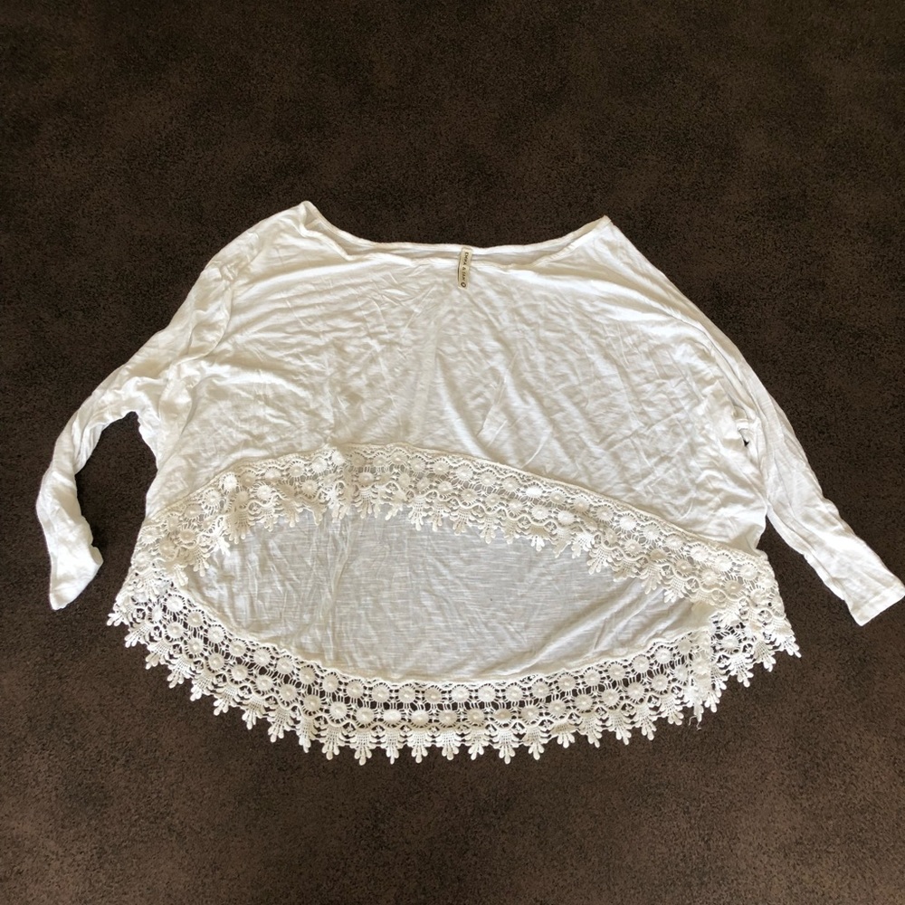 Asymmetrical Crocket Trim Shirt